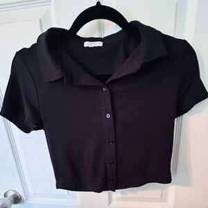 *Minimum $15 total. Black Button-Up Women's Crop Top